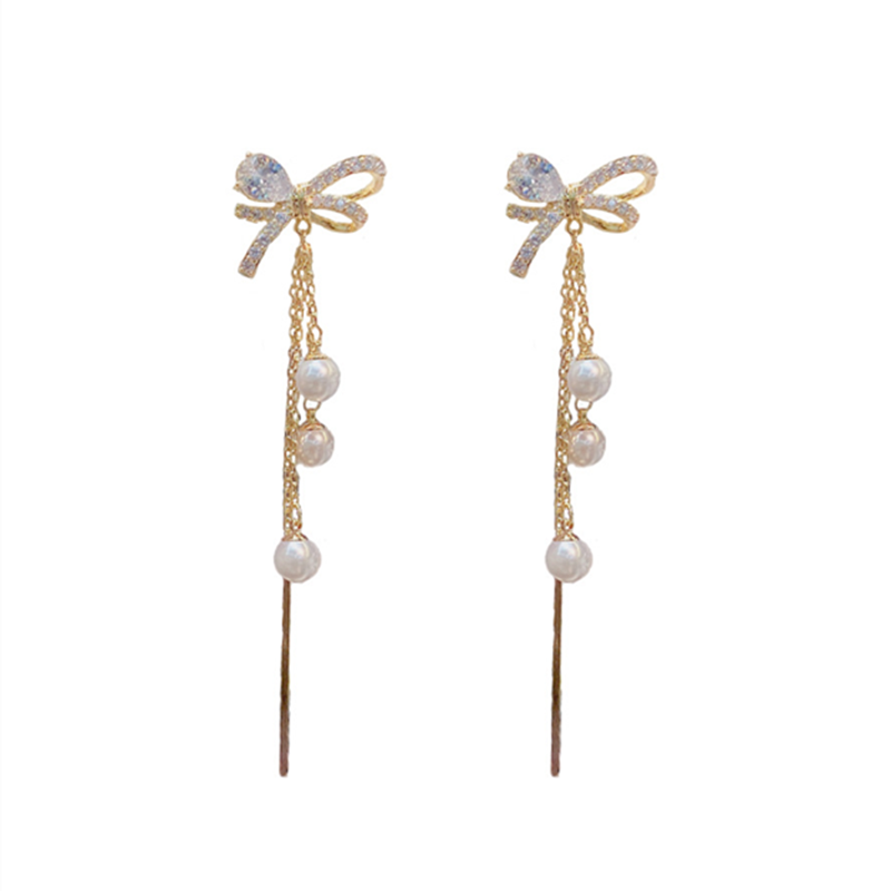 蝴蝶结流苏耳饰