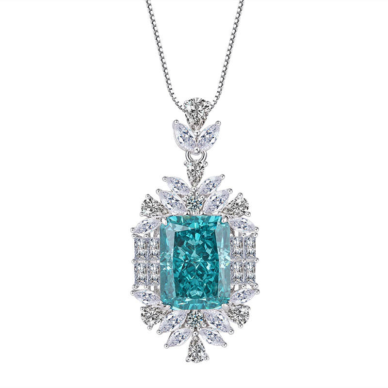 冰花切彩锆银项链