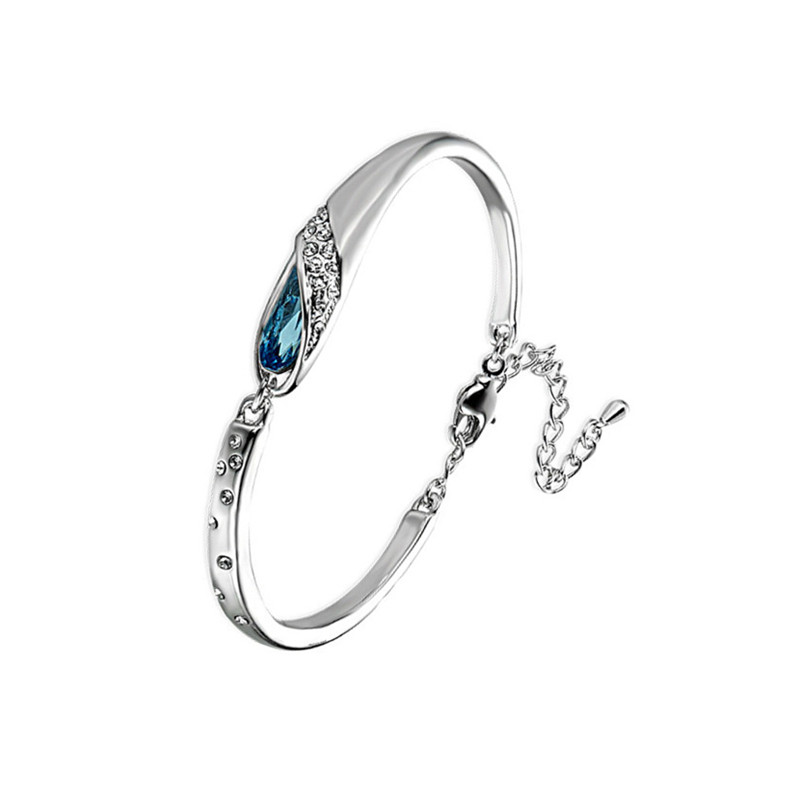 精彩情侣蓝水晶银手镯