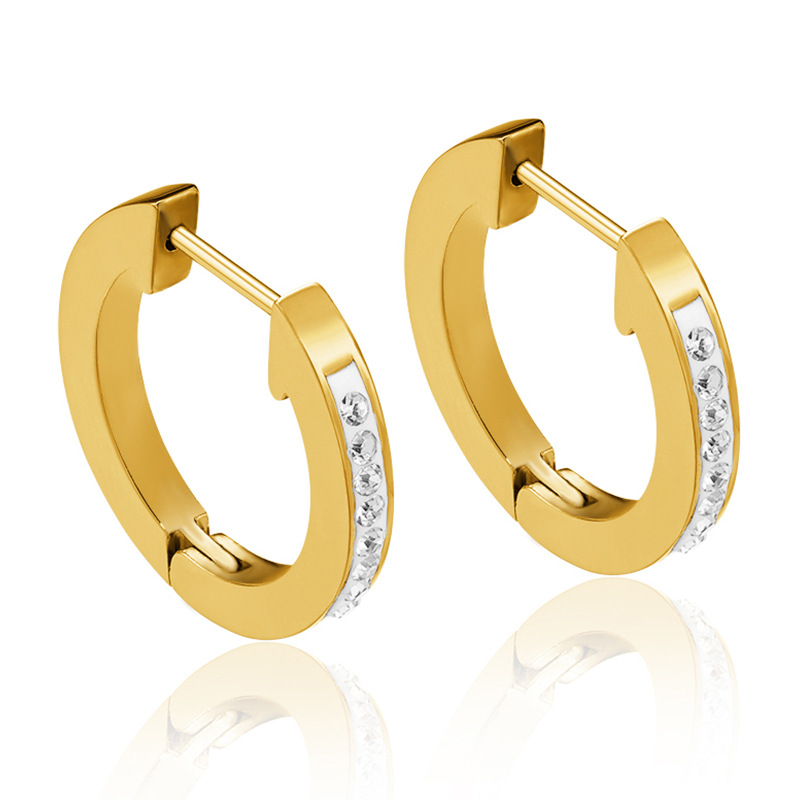 简约百搭不锈钢镶钻耳饰