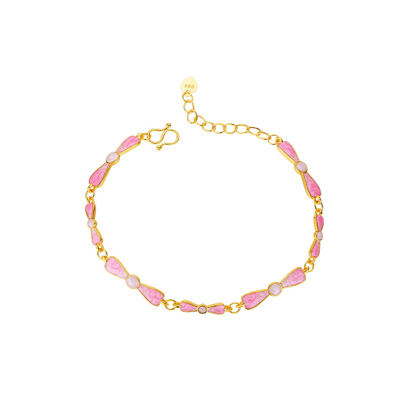 搪瓷粉色蝴蝶结手链