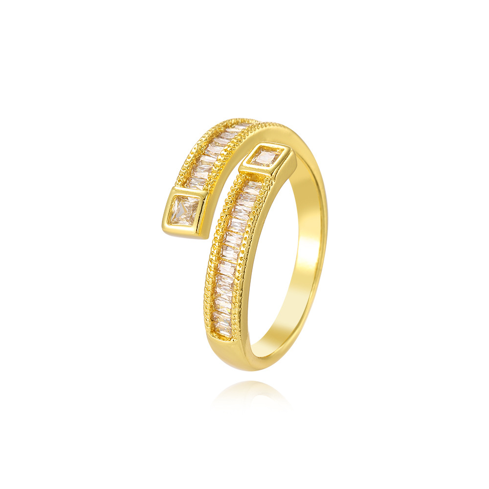  个性优美方锆石开口戒指