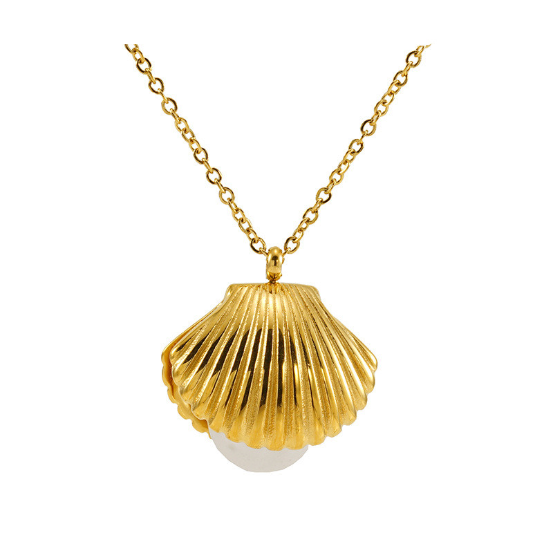  简约气质珍珠贝壳项链
