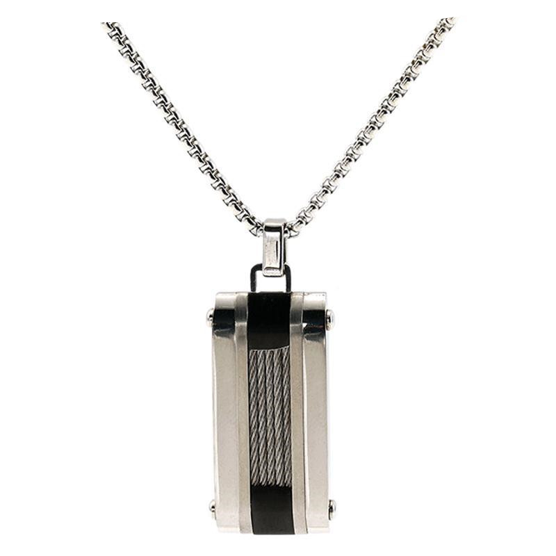  跨境嘻哈钛钢方牌男女款子链