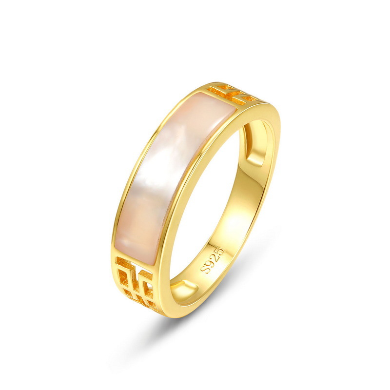  S925银白贝母时尚戒指 