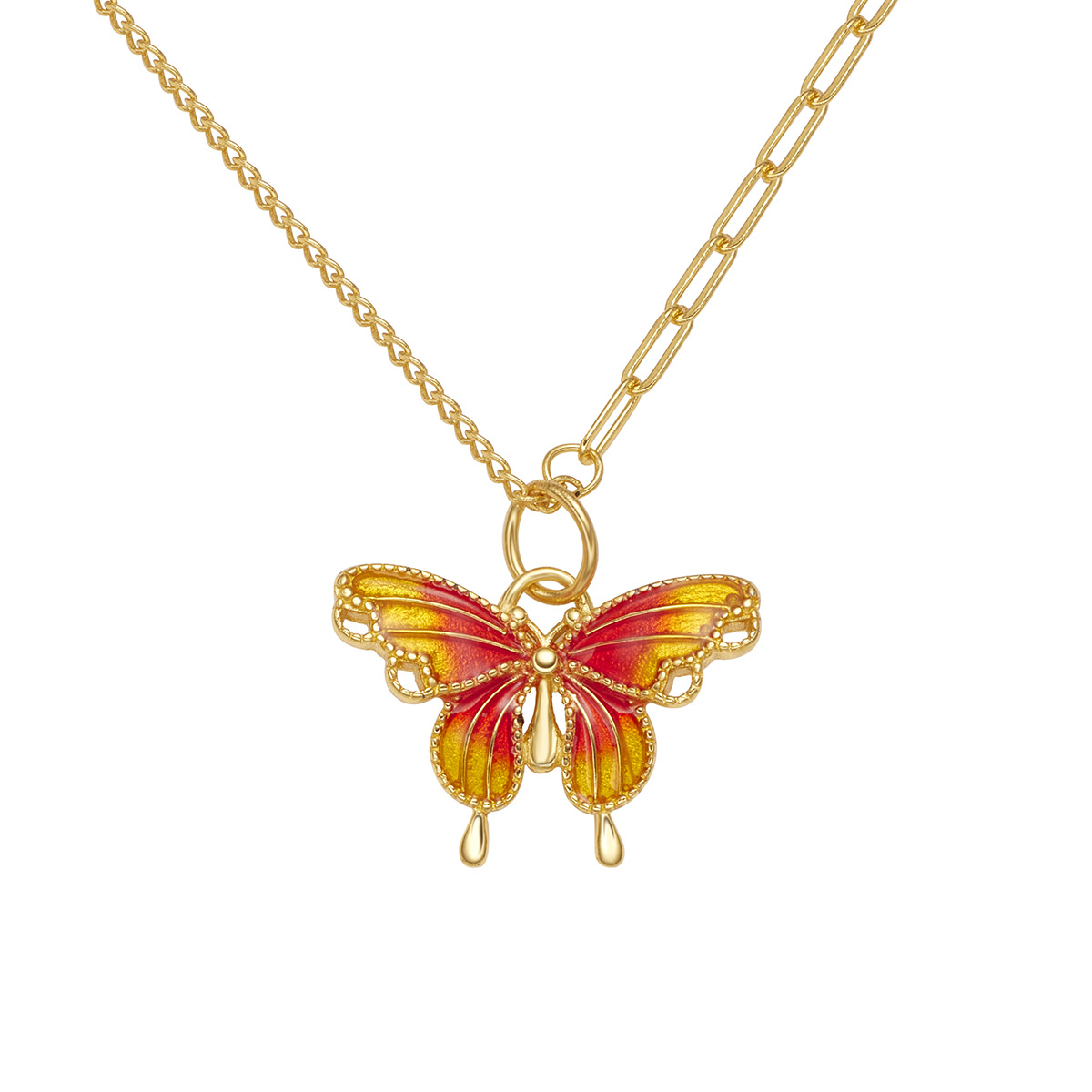 S925纯银搪瓷蝴蝶项链