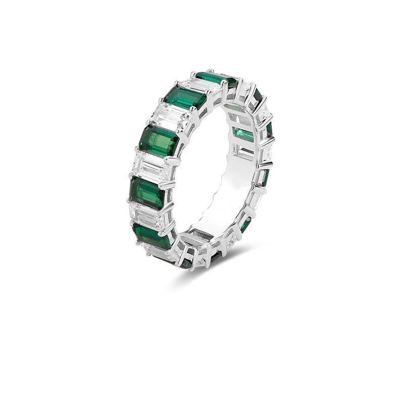 祖母绿方锆戒指