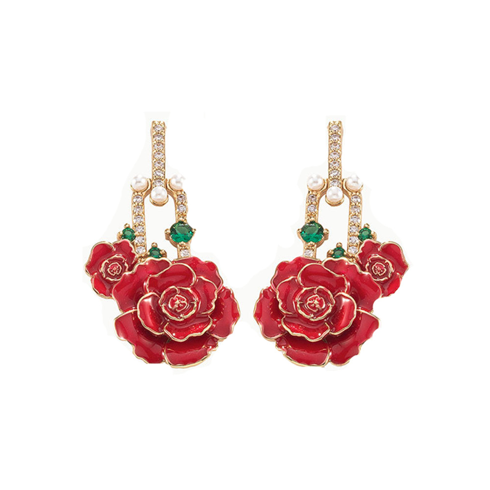   手工滴胶花朵耳饰